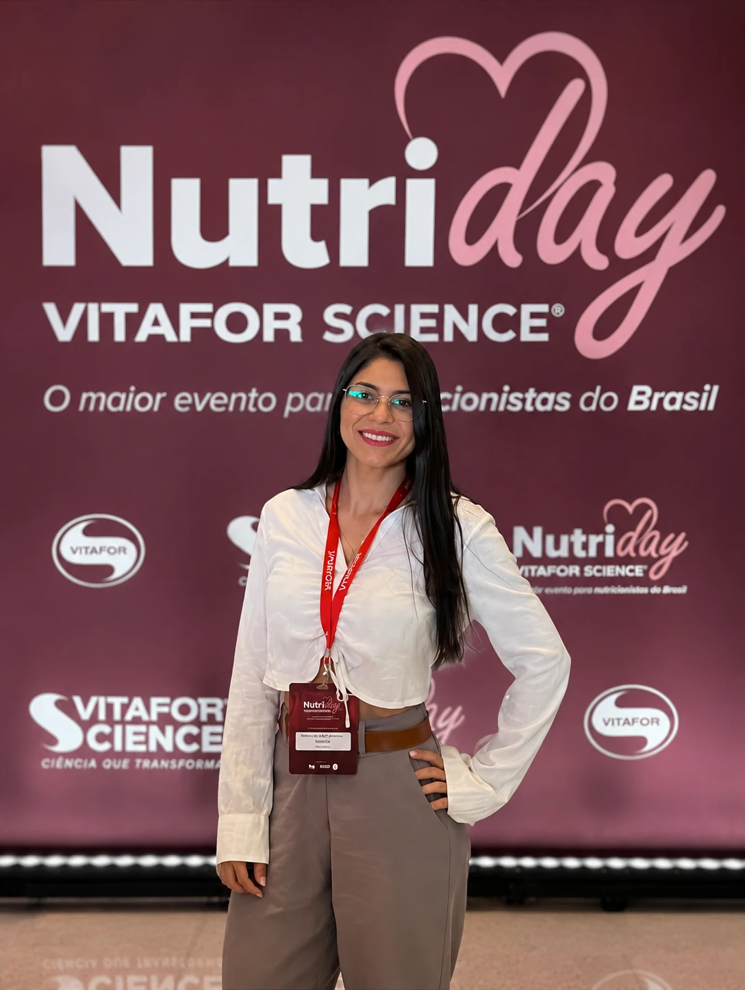 Nutricionista Bianca Farrapo no evento Nutri Day da Vitafor Science